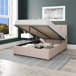 Aspire Hepburn Double Natural Saxon Twill Ottoman Bed - Cream - Aspire Beds - Wilko - thumbnail 3