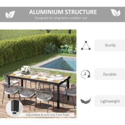 Outsunny Aluminium Frame 8 Seater Outdoor Dining Table Natural - Yellow - Wilko - thumbnail 7