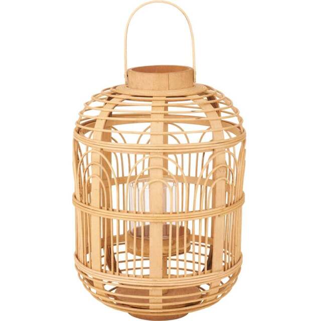 Pacific Lifestyle Natural Bamboo and Glass Lantern Small - Brown - Wilko - image 1