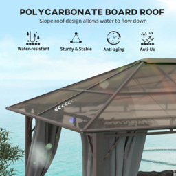 Outsunny 3.6 x 3m Grey Polycarbonate Roof Hard Top Gazebo - Wilko - thumbnail 6