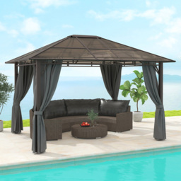 Outsunny 3.6 x 3m Grey Polycarbonate Roof Hard Top Gazebo - Wilko - thumbnail 1
