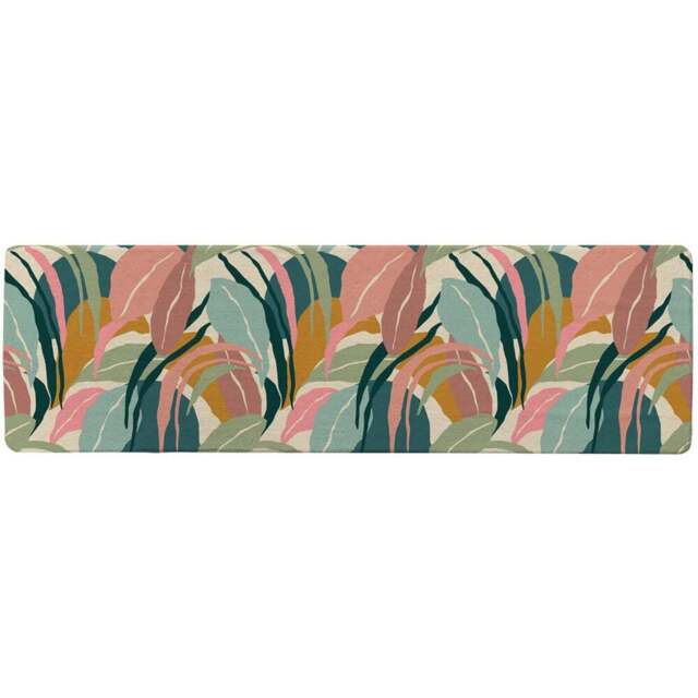 Benjamin Tate Design Faux Wool Artistic Abstract Leaves Designer Runner Rug 235 x 68cm - Size: 235 x 68 x 1cm - Green - Wilko - image 1