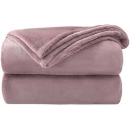 Velosso Mauve Flannel Faux Mink Throw 150 x 200cm - Size: 150 x 200 x 1cm - Wilko