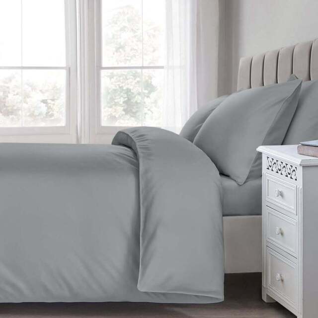 Sweet Dreams Percale Double Grey Duvet Cover - Wilko - image 1