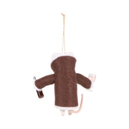 Wool Wine Mouse Hanging Decoration Brown - Santa's Chalet - Wilko - thumbnail 3