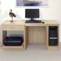 R White Cabinets Single Drawer Brown Set-10 Desk with Printer Shelf - Size: 72.8 x 150 x 54cm - Wilko - thumbnail 1