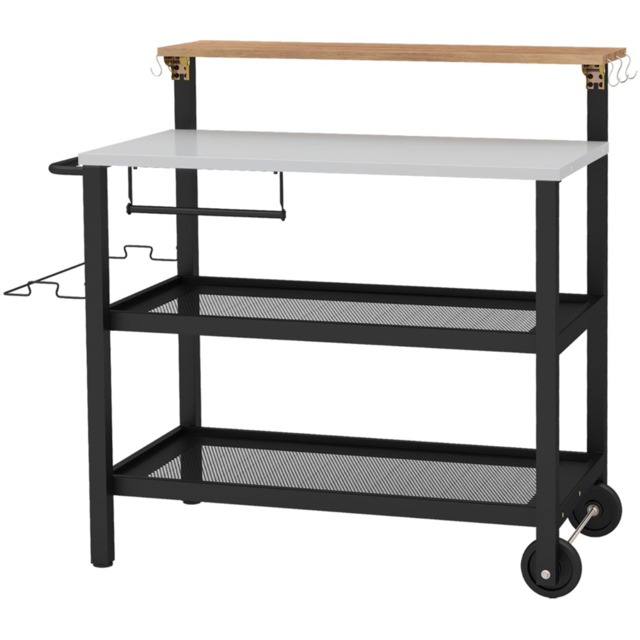 Costway Rolling Bar Cart with Flip-Up Table - Size: 116 x 55 x 130cm - Black - Wilko - image 1
