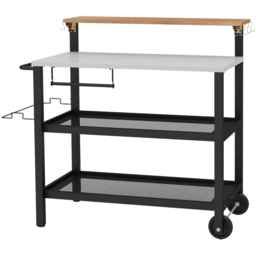 Costway Rolling Bar Cart with Flip-Up Table - Size: 116 x 55 x 130cm - Black - Wilko