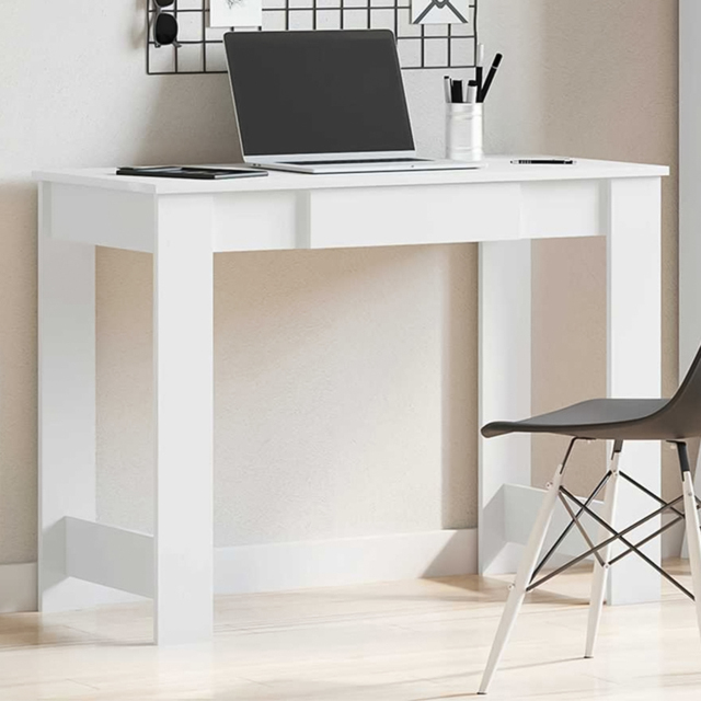 vidaXL 3 Shelf Desk Brown - Size: 75 x 100 x 45cm - White - Wilko - image 1