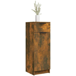 vidaXL Single Door Single Drawer Smoked Oak Bathroom Cabinet - Size: 90 x 32 x 34cm - Brown - Wilko - thumbnail 4