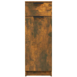 vidaXL Single Door Single Drawer Smoked Oak Bathroom Cabinet - Size: 90 x 32 x 34cm - Brown - Wilko - thumbnail 6