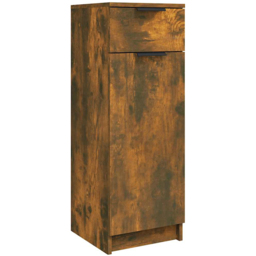 vidaXL Single Door Single Drawer Smoked Oak Bathroom Cabinet - Size: 90 x 32 x 34cm - Brown - Wilko - thumbnail 3
