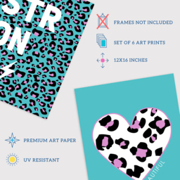 Wee Blue Coo Turquoise and Purple Leopard Pattern Bold Shapes Wall Art Print 30 x 41cm 6 Pack - Size: 40.5 x 30.5 x 0.3cm - Wilko - thumbnail 5