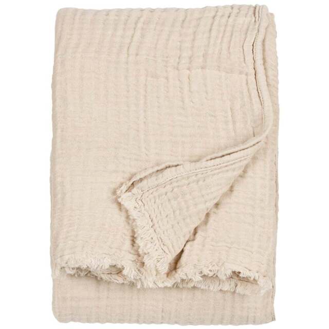 Yard Lark Natural Muslin Cotton Throw 130 x 180cm - Size: 180 x 130cm - Cream - Yard Living - Wilko - image 1
