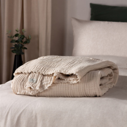 Yard Lark Natural Muslin Cotton Throw 130 x 180cm - Size: 180 x 130cm - Cream - Yard Living - Wilko - thumbnail 3