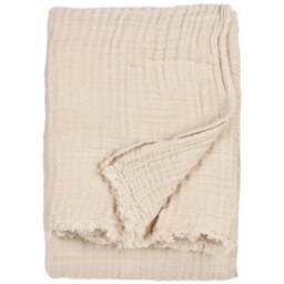 Yard Lark Natural Muslin Cotton Throw 130 x 180cm - Size: 180 x 130cm - Cream - Yard Living - Wilko