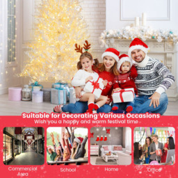 Costway Pre Lit White Snow Flocked PE LED Artificial Christmas Tree 6ft - Wilko - thumbnail 6