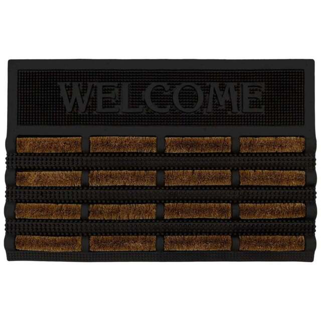JVL Nimbus Welcome Scraper Doormat 40 x 60cm - Brown - JVL Homewares - Wilko - image 1