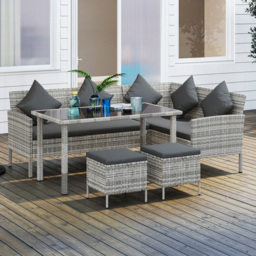 Outsunny 7 Seater Rattan Dining Corner Sofa Set Dark Grey - Wilko - thumbnail 1