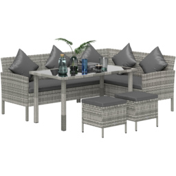 Outsunny 7 Seater Rattan Dining Corner Sofa Set Dark Grey - Wilko - thumbnail 3