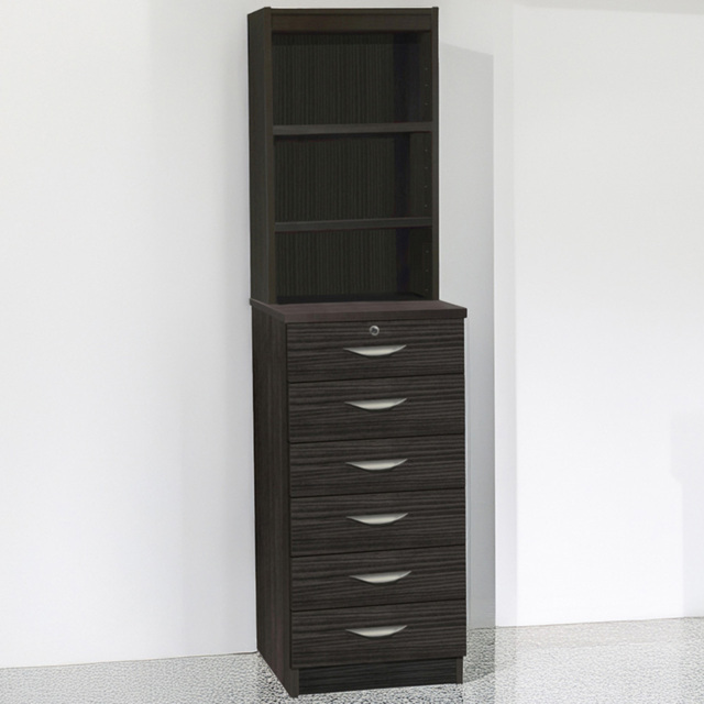 R White Cabinets 6 Drawer 3 Shelf Black Chest of Drawers with Hutch - Wilko - image 1