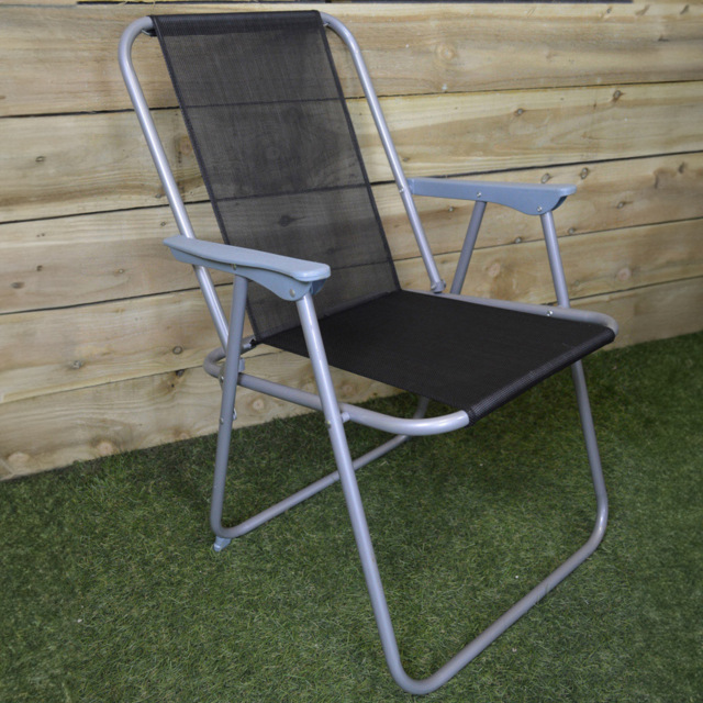Samuel Alexander Set of 4 Grey and Black Foldable Garden Chair - Size: 1 Seater - Wilko - image 1