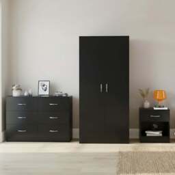 VIDA DESIGNS Riano Black 3 Piece Bedroom Furniture Set - Wilko