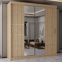 Sliding Wardrobes 4U 2 Sliding Door Oak Half Mirrored Wardrobe 180cm - Size: 2 Door - Brown - Wilko