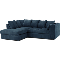 Luxor 3 Seater Navy Blue Jumbo Cord Left Hand Facing Corner Sofa - Wilko - thumbnail 3