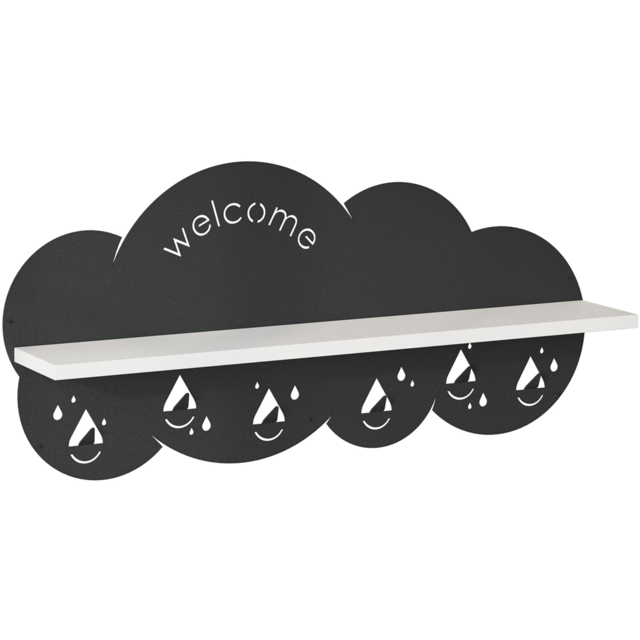 Decortie Cloudy 84cm White Modern Wall Mounted Floating Shelf with 6 Hook - Size: 39.4 x 84 x 14.2cm - Wilko - image 1