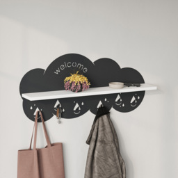 Decortie Cloudy 84cm White Modern Wall Mounted Floating Shelf with 6 Hook - Size: 39.4 x 84 x 14.2cm - Wilko - thumbnail 5