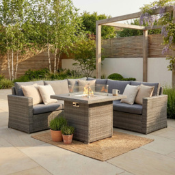 Malay New Hampshire Grey Conversation Firepit Lounge Set - Malay Deluxe - Wilko - thumbnail 1