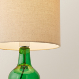 ValueLights Aida Natural Linen Tall Lamp Shade Green Bubble Glass LED Table Lamp - Size: 37 x 21 x 21cm - Wilko - thumbnail 4