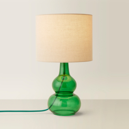 ValueLights Aida Natural Linen Tall Lamp Shade Green Bubble Glass LED Table Lamp - Size: 37 x 21 x 21cm - Wilko - thumbnail 6