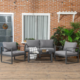Outsunny 4 Seater Grey Garden Lounge Set - Wilko - thumbnail 1