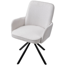 Living and Home White Linen Swivel Chair with Iron Legs - Size: Single - Wilko - thumbnail 3