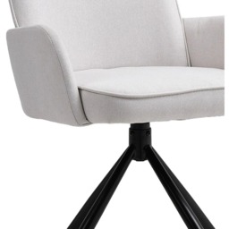 Living and Home White Linen Swivel Chair with Iron Legs - Size: Single - Wilko - thumbnail 4