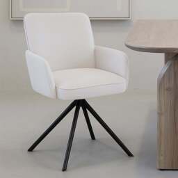 Living and Home White Linen Swivel Chair with Iron Legs - Size: Single - Wilko