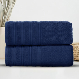 Velosso Hampi Cotton Navy Bath Towel Set of 2 - Blue - Wilko - thumbnail 3