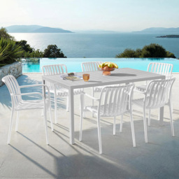 tectake Alcudia Set of 6 White Garden Chair - Size: 80.5 x 54.5 x 58cm - Wilko