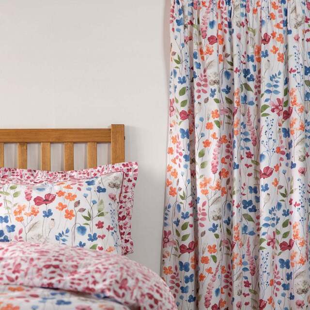 Serene Marnie Floral Curtains with Tie Backs 168 x 137cm - Size: W 168 x D  137cm - Multi - Wilko - image 1