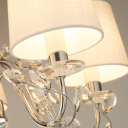Lighting Collection Whittaker 5 Arm White Fabric Shade Chrome and Glass Pendant Light - Size: 26 x 53 x 53cm - Chrome and Clear - Wilko - thumbnail 5
