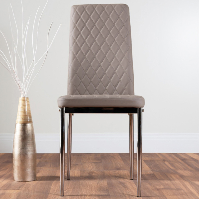 Furniturebox Valera Set of 4 Cappuccino and Chrome Faux Leather Dining Chair - Brown - Wilko - image 1