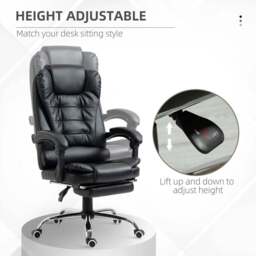 Portland Black PU Leather Tall Back Executive Office Chair - Size: 64 x 69 x 118cm - Wilko - thumbnail 5