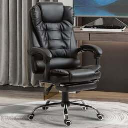 Portland Black PU Leather Tall Back Executive Office Chair - Size: 64 x 69 x 118cm - Wilko