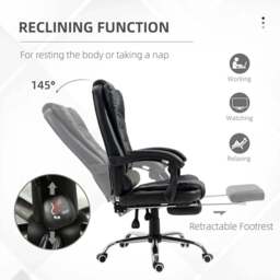 Portland Black PU Leather Tall Back Executive Office Chair - Size: 64 x 69 x 118cm - Wilko - thumbnail 6