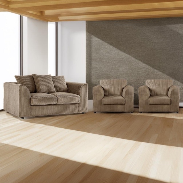 Luxor 4 Seater Coffee Jumbo Cord Scatter Back Sofa Suite - Cream - Wilko - image 1