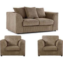 Luxor 4 Seater Coffee Jumbo Cord Scatter Back Sofa Suite - Cream - Wilko - thumbnail 3