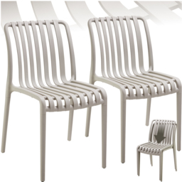 tectake Alcudia Set of 2 Taupe Stackable Garden Chair - Size: 80.5 x 47 x 58cm - Brown - Wilko - thumbnail 3