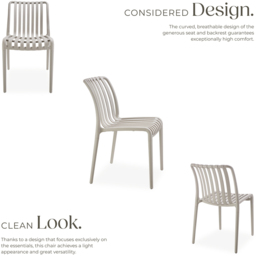 tectake Alcudia Set of 2 Taupe Stackable Garden Chair - Size: 80.5 x 47 x 58cm - Brown - Wilko - thumbnail 7